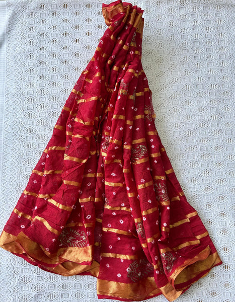 Bandhani/ Bandhej Dress Material (Red)