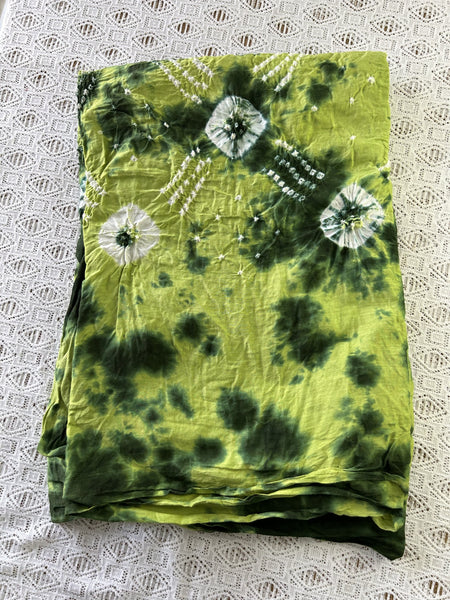 Bandhani/ Bandhej Dress Material (Light Green)