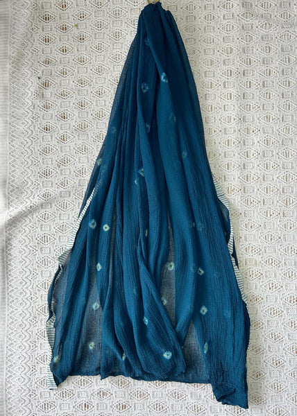 Hand Painted with Zardozi work Dress Material (Blue)