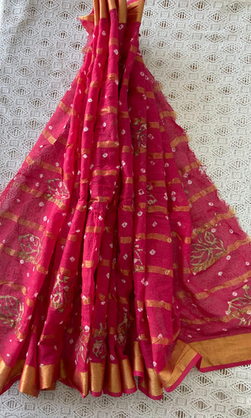 Bandhani/ Bandhej Dress Material (Pink)